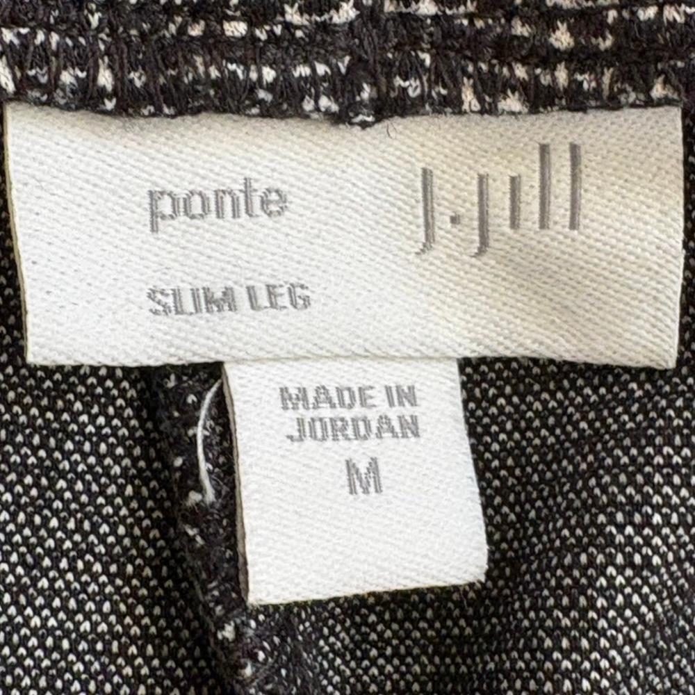 J. Jill Women Slim Leg Pant Ponte Houndstooth Medium Black White Stretch Pull On - Picture 5 of 7
